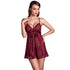 Plus Size Lingerie Solid Transparent Night Dress Wine Red