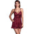 Plus Size Lingerie Solid Transparent Night Dress Wine Red