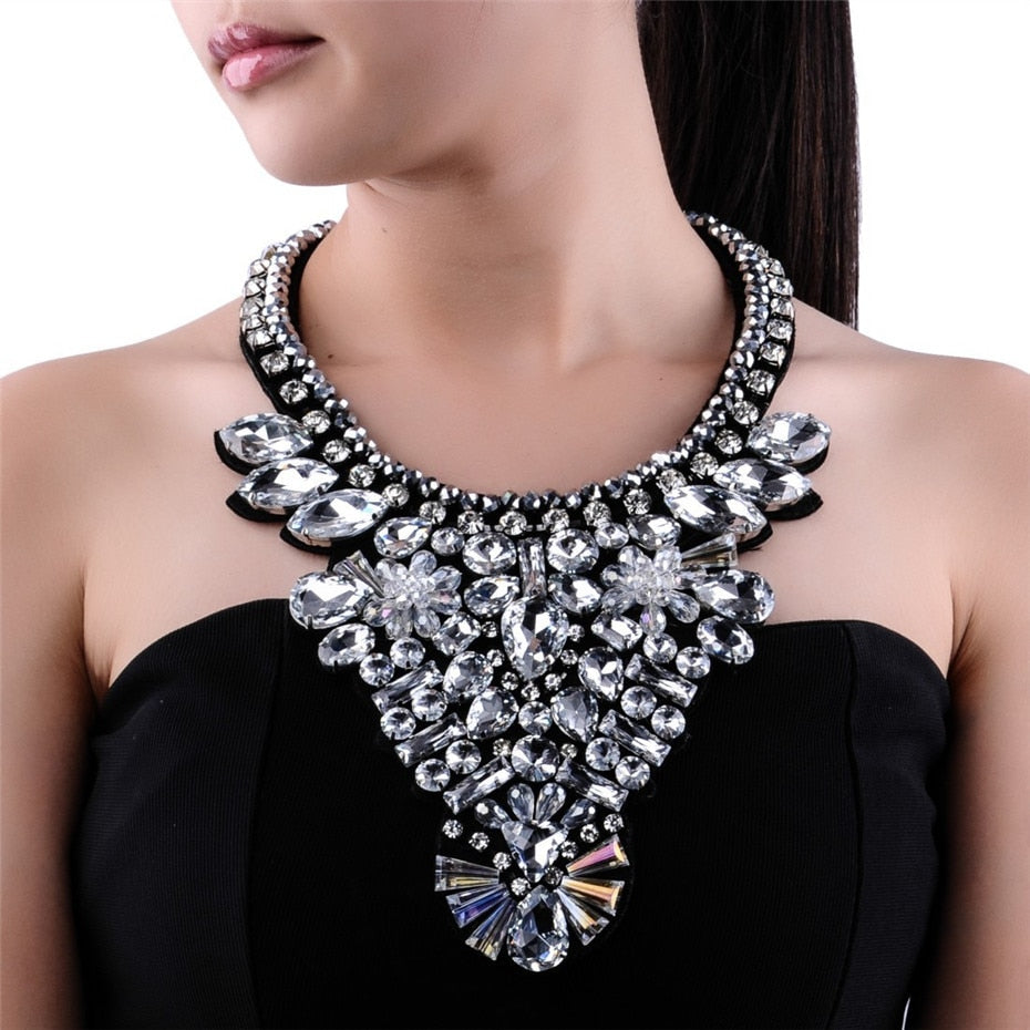 New Rhinestone Statement Necklace Collares Pendant Bib Necklaces