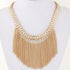 Statement Tassel Pendants and Crystal Chain Choker Necklace