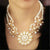 White Simulated Pearl and Rhinestone Crystal Flower Choker Necklace