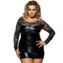 Black Lace & Faux Leather Lingerie Dress