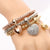 Rose Gold/Silver/Gold 3 pcs Bangles Charm Bracelet