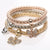 Rose Gold/Silver/Gold 3 pcs Bangles Charm Bracelet