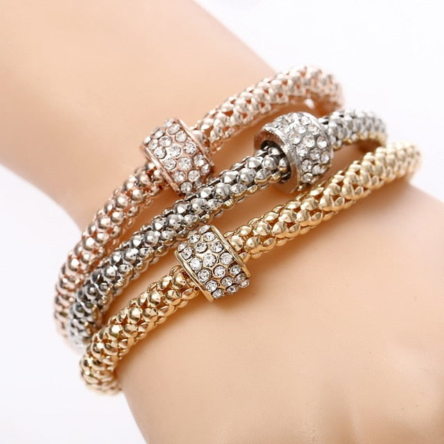 Silver gold and hot sale rose gold bracelet set