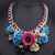 Vintage Gypsy Metal Big Enamel Flower Choker Necklace