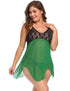 Mesh Halter Bodydoll Transparent Lace Nightgown with G-string