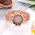 Fashion Rose Gold Flower Rhinestone Wrist Watch