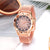 Fashion Rose Gold Flower Rhinestone Wrist Watch