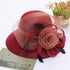 Solid Satin Feather Floral Wide Brim Hats